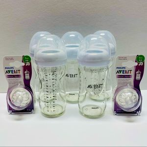 Phillips Avent Natural Glass bottles & NEW nipples